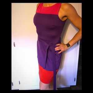 Elle colorblock belted sheath dress